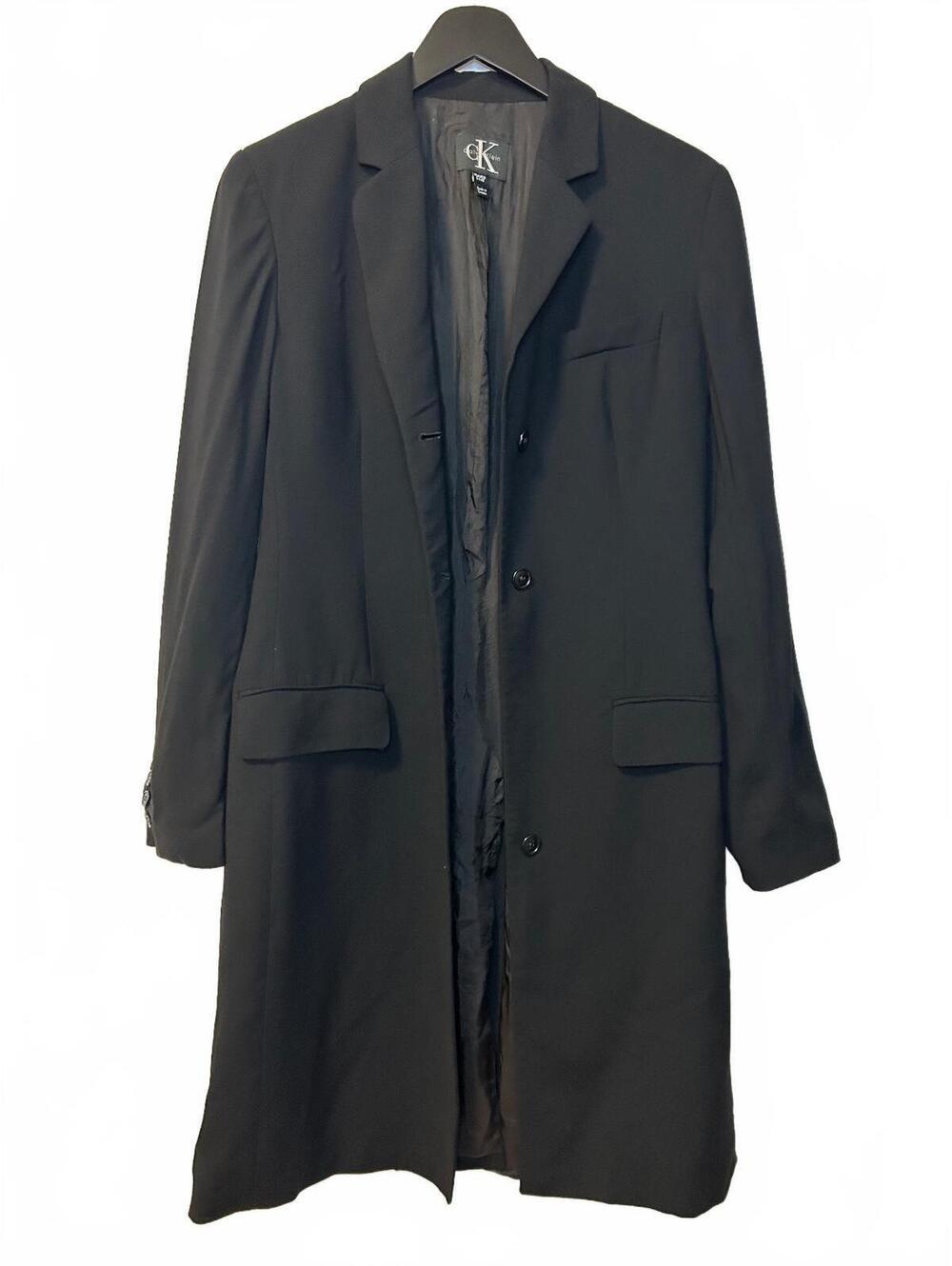 Calvin Klein Black Long Coat Size 6/42 Good Condition